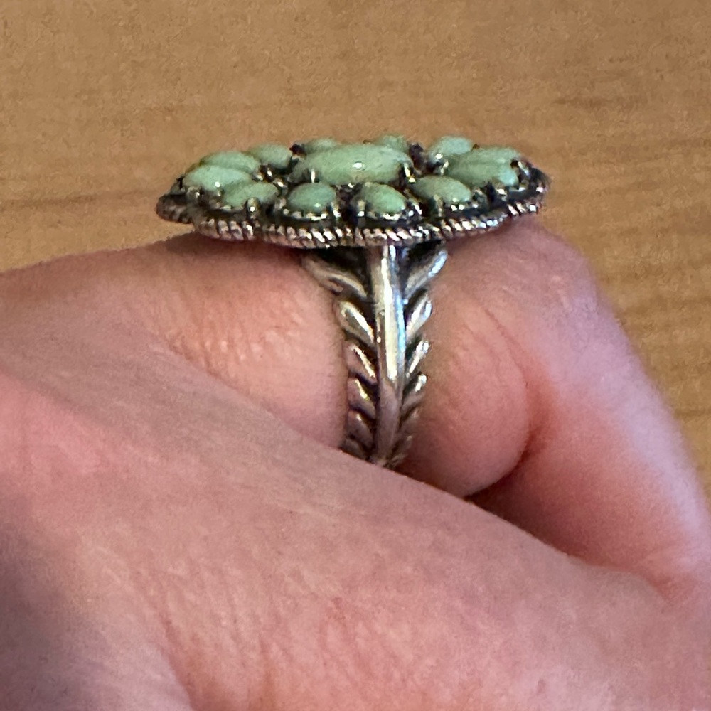 American West by Carolyn Pollack Sterling Green Variscite Cluster Gemstone Ring - Picture 9 of 13